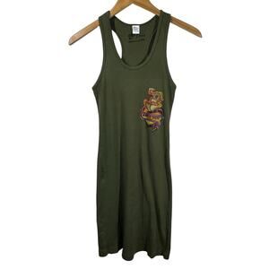2B Free Dress Women S Green Tattoo Graphic Tank Dress Y2K Cotton Vintage Freedom